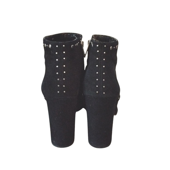 Sam Edelman Black Suede Ankle Boots Silver Studded Booties Size 8 - Picture 7 of 11